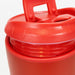 Corsica Coffee Cup - A red coffee cup with a secure lid and a handle, featuring a logo on the side.