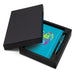 Omega Notebook and Pen Gift Set - A blue notebook and pen set displayed in a black gift box. The notebook features a logo and the set includes branding on the pen.