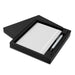 Omega Notebook and Pen Gift Set - A black gift box containing a white notebook and a silver pen. The set is elegantly presented for gifting.