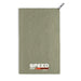 Frontier Rapid Dry Towel - A green cooling towel with a logo, featuring a textured surface and a stitched edge.