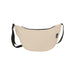 Byron Recycled Waist Bag 1.5L - A beige waist bag featuring a black zipper and strap, designed with a simple, curved shape. It has a logo on it.