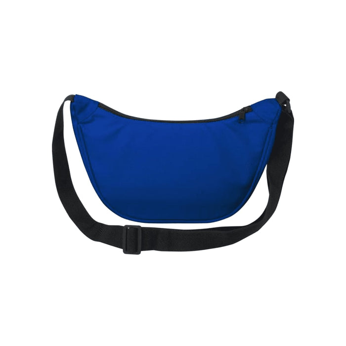 Byron Recycled Waist Bag 1.5L - A blue waist bag with a black strap and zip closure, featuring a logo.