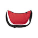 Byron Recycled Waist Bag 1.5L - A red waist bag with a black strap and zipper, featuring a logo on one side.