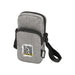 Ross GRS Recycled Phone Pouch - A grey, textured recycled phone pouch with a strap and a zippered compartment, featuring a logo and motivational text.