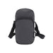 Ross GRS Recycled Phone Pouch - A grey recycled phone pouch with a zippered front pocket and an adjustable strap. Features a logo.