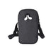 Ross GRS Recycled Phone Pouch - A grey phone pouch with a black strap and earphones attached, featuring a logo on its side.