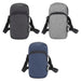 Ross GRS Recycled Phone Pouch - A collection of three phone pouches in grey, charcoal, and navy, featuring adjustable straps and zippers.