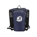 Varyon GRS Recycled Running Vest Hydration Pack 5L - A navy blue hydration pack with a mesh back and a logo on the front, designed for running.