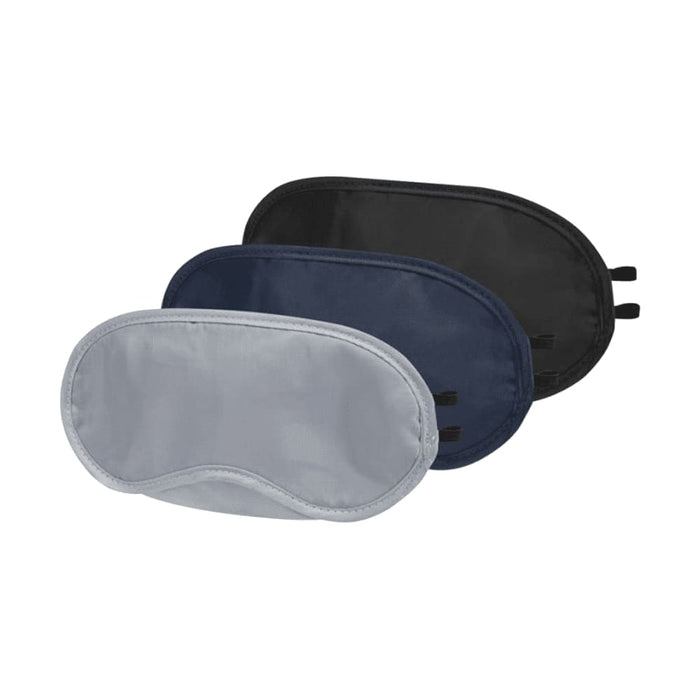 Traveler Eye Mask - Three eye masks in grey, navy, and black, featuring a simple design and elastic straps for a secure fit.