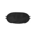 Traveler Eye Mask - A black eye mask with elastic straps for comfort, featuring a simple, smooth design and a branding logo.