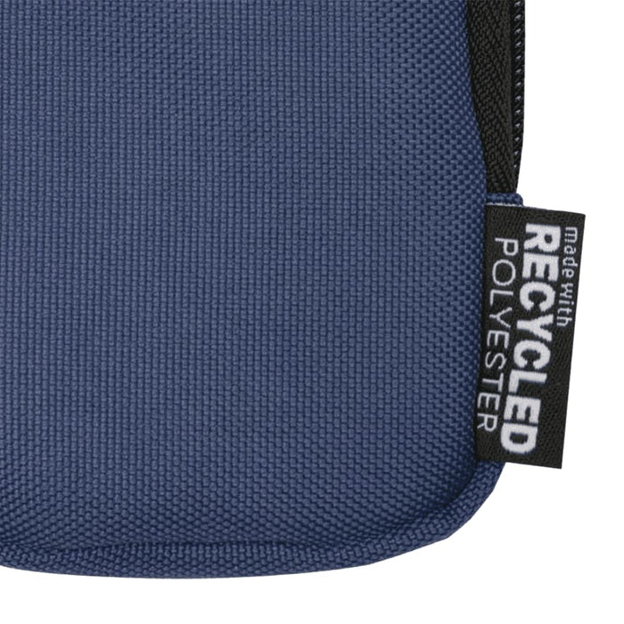 Byron Clip & Go GRS Recycled Small Pouch 0.2L - A small pouch in navy blue, made from recycled polyester, featuring a zip and branding details.