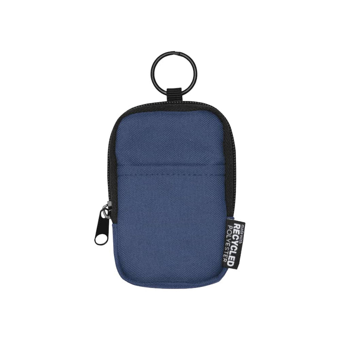 Byron Clip & Go GRS Recycled Small Pouch 0.2L - A small navy blue pouch with a keyring and zipper, made from recycled polyester, featuring a logo.