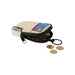 Byron Clip & Go GRS Recycled Small Pouch 0.2L - A small beige pouch made from recycled materials, with a zip opening and keyring, containing coins and a card.