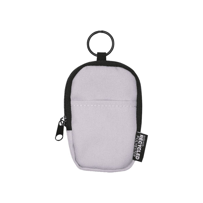 Byron Clip & Go GRS Recycled Small Pouch 0.2L - A small pouch in light grey with a black zipper and ring, made from recycled polyester.