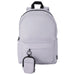 Byron Clip & Go GRS Recycled Small Pouch 0.2L - A light grey backpack with a small pouch attached to the front. The bag features two shoulder straps and a zippered pocket.