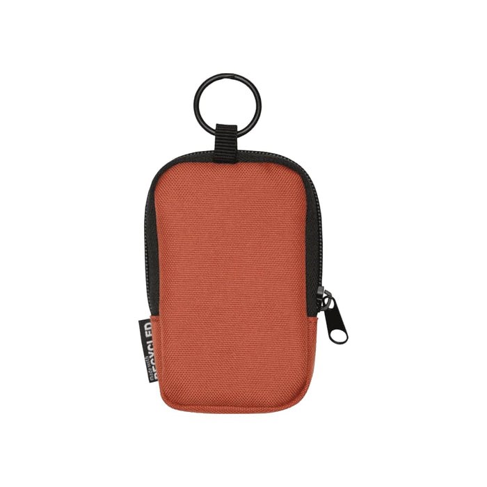 Byron Clip & Go GRS Recycled Small Pouch 0.2L - An orange small pouch with a black zipper and a loop, featuring a logo on the side.