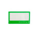 Custom Reusable Acrylic Name Badge - A green reusable acrylic name badge with a clear window and a logo on the bottom.