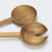 Keepsake Luca Salad Servers - Two wooden salad servers in natural brown hues, featuring a spoon and a fork design, resting on a light background.