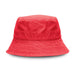 Bondi Washed Bucket Hat - A red bucket hat with a textured finish and a logo on the side.