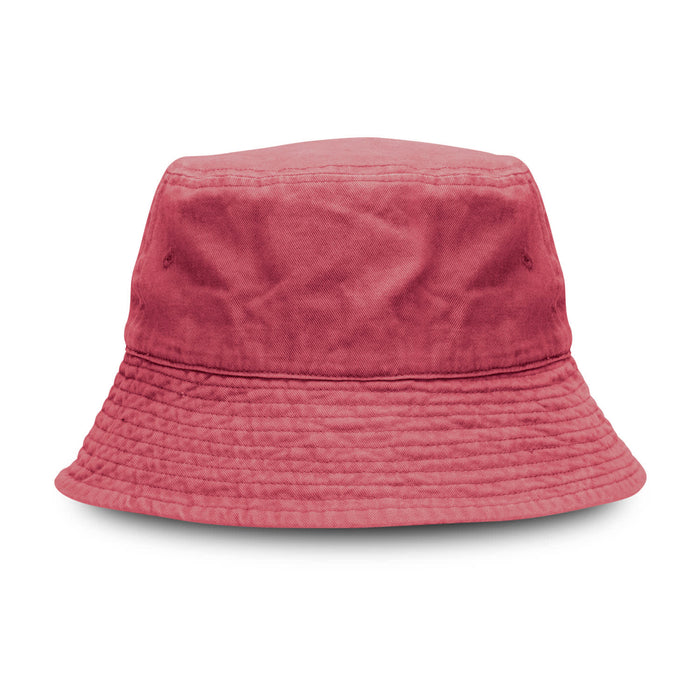 Bondi Washed Bucket Hat - A washed bucket hat in a dusty rose shade with a textured finish and a logo.