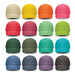 Vintage Washed Cap - A collection of vintage washed caps in various colours, including yellow, orange, pink, green, and blue, arranged in a grid.