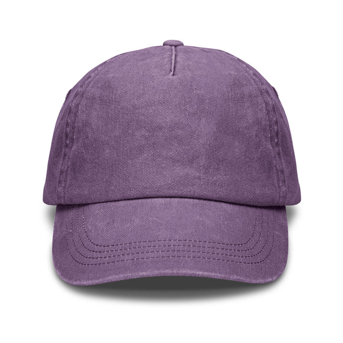 Vintage Washed Cap - A vintage washed cap in a muted purple colour, featuring a structured brim and a logo on the front.