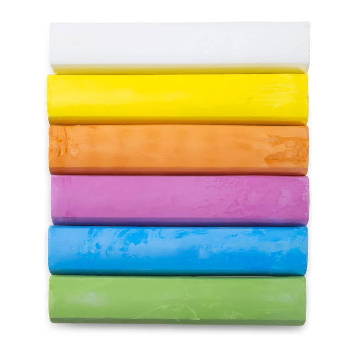 STAEDTLER Assorted Sidewalk Chalk Set - A set of assorted sidewalk chalk featuring white, yellow, orange, pink, blue, and green pieces stacked together.