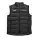 Swiss Peak Urban Unisex Puffer Vest - A black unisex puffer vest with a high collar and zip front, featuring branding on the chest.