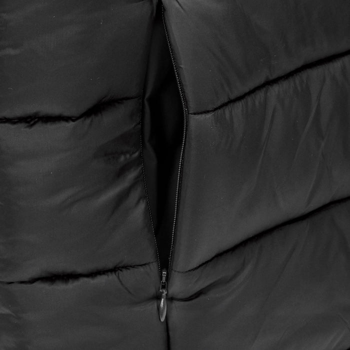 Swiss Peak Urban Unisex Puffer Vest - A black puffer vest featuring a zippered pocket, showcasing its quilted texture and sleek design.