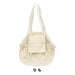 Cotton Mesh Foldaway Tote Bag - Small - A small, cream cotton mesh tote bag with a solid pocket and straps for carrying.