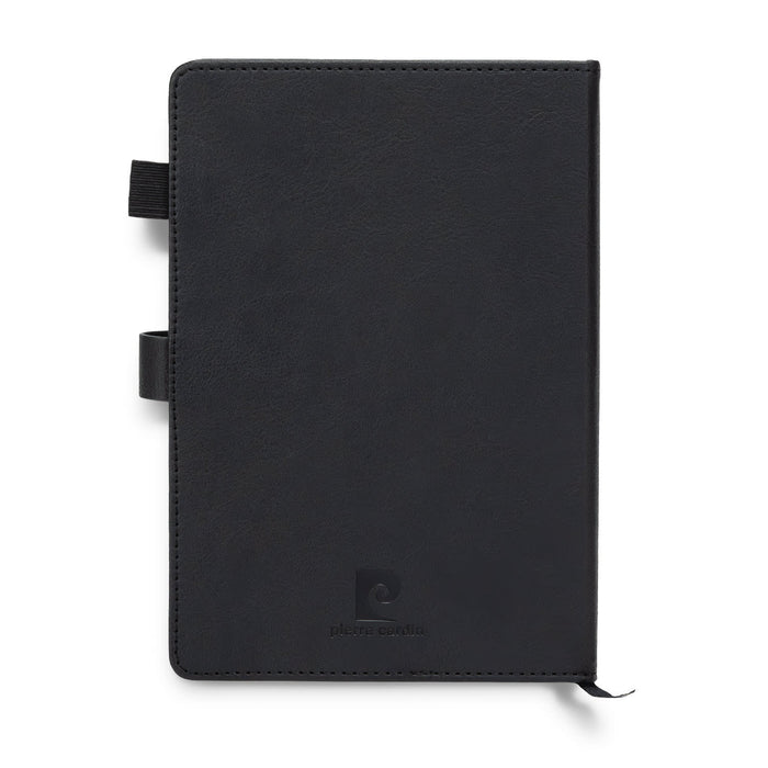 Pierre Cardin Fontaine Weekly Diary - 2027 - A black weekly diary with a textured cover and ribbon bookmarks, featuring a logo on the front.