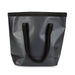 Frontier Bucket Bag - A black bucket bag with sturdy black handles and a waterproof design. It features a logo on the side.