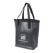 Frontier Bucket Bag - A grey bucket bag with black handles and a logo on the front. The bag has a waterproof design.