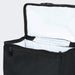 Trades Lunch Cooler Bag - A black lunch cooler bag with a white interior and a zippered top, featuring a logo.
