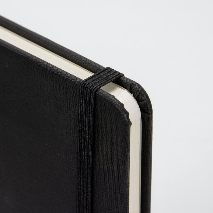 A4 Daily Diary - 2027 - A4 daily diary in black with an elastic band closure and rounded corners. Features a textured cover and plain pages.