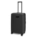 Kadi Check-In Suitcase - Medium - A medium black suitcase with a retractable handle and wheels, featuring a logo on the front.