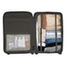 Kadi Check-In Suitcase - Large - A large dark grey suitcase with packed clothes and a clear pocket containing toiletries and a mask.