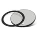 Multi-Functional Magnetic Badge - A round magnetic badge in grey with a black outer ring and backing, featuring a logo.