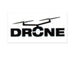 Prism Print - 40 x 20mm Sticker - A black and white sticker featuring the word "DRONE" with a drone graphic above it.