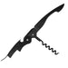Premium Wine Waiters Knife - A black premium wine waiters knife features a corkscrew and a lever design. It includes a branding logo.