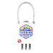 Atlas TSA Lock - A white TSA lock with a cable and a colourful logo featuring a truck and text.