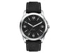 Solar Unisex Watch, rPET Strap - A black unisex watch with a rPET strap and silver-tone casing featuring a minimalist black dial.