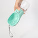 300ml Portable Pet Water Bottle - A drink bottle with a transparent top and a turquoise base, featuring a detachable strap and a logo.