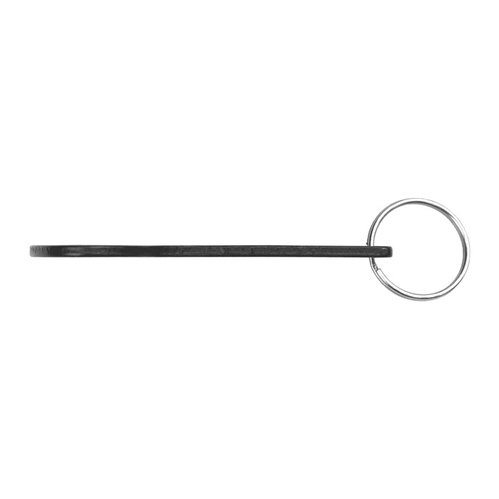 Aluminium Bottle Opener Key Ring - A drink bottle opener key ring in black with a metal ring for attaching to keys.