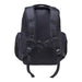 Fortress Laptop Backpack - A black laptop backpack with padded shoulder straps and mesh detailing, featuring multiple compartments and a logo.