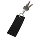 Resi Plus Rectangle Keychain - A black rectangular keychain attached to a key ring holding several keys. The keychain has a branding logo.