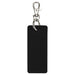 Resi Plus Rectangle Keychain - A black rectangle keychain with a metallic clip and ring, featuring a smooth finish and stitching details.