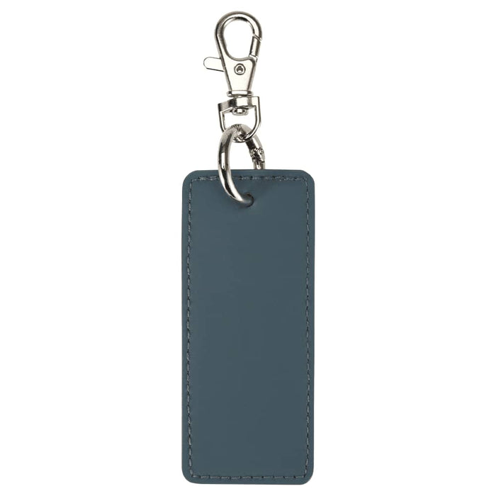 Resi Plus Rectangle Keychain - A rectangular keychain in dark blue with a silver metal clip and ring. It features a smooth surface and stitched edges.