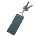 Resi Plus Rectangle Keychain - A rectangle keychain in a blue hue, attached to a set of three keys. The keychain has a branding logo.