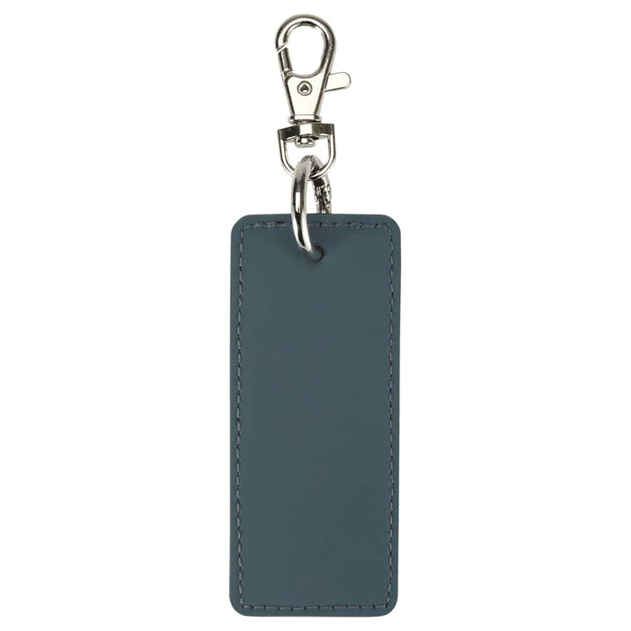 Resi Plus Rectangle Keychain - A rectangular keychain in a dark blue colour with a silver clip and ring attachment.
